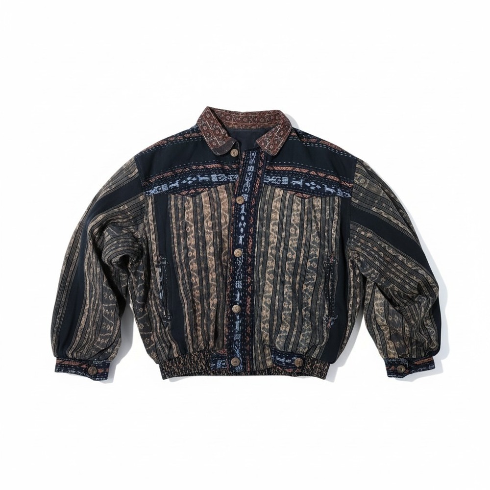 Vintage 80s 90s Tribal Boho Ethnic Western Bomber Jacket XL Tapestry